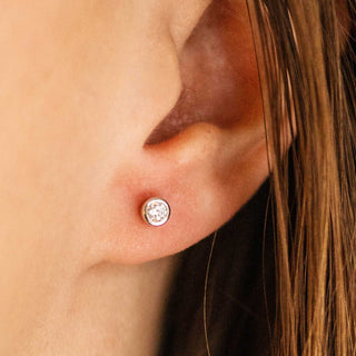 Gisser Silver 5mm Rubover CZ Stud Earrings