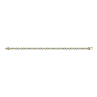 Gold bracelet with small beads on a white background