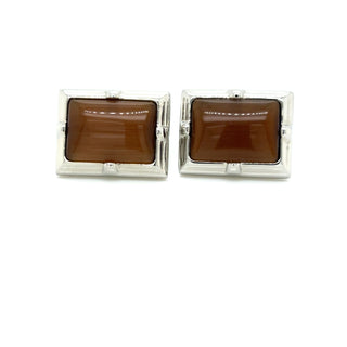 Brown Rectangle Stainless Steel Cufflinks