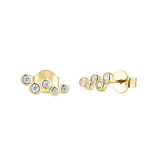 Gold Plated Silver CZ Bubble Stud Earrings