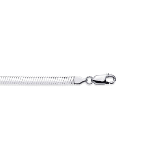 Silver snake chain necklace on a white background