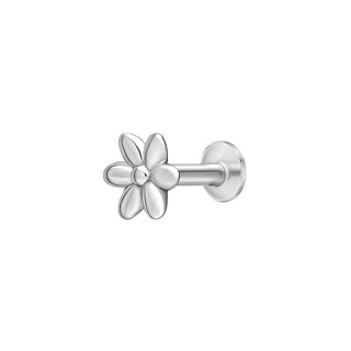 Silver Flower Labret Cartilage Stud