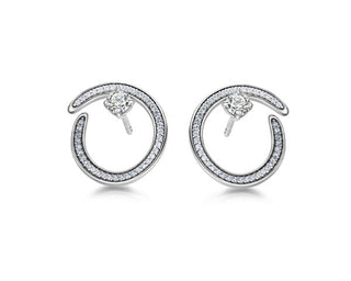 Fei Liu Iridiana Cubic Zirconia Swirl Earrings | CIR-925R-201-CZ00