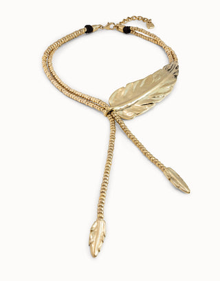 Unode50 Golden Feather Statement Necklace