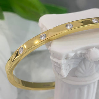 Silver 7-Stone CZ Studded Bangle