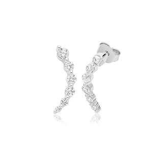 Silver Open Heart CZ Stud Earrings