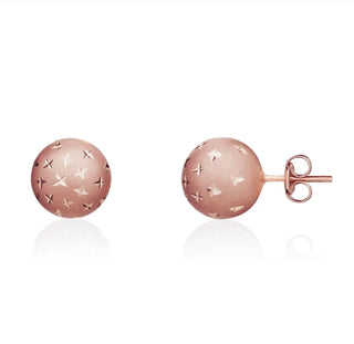9ct Rose Gold Frosted Star Ball Stud