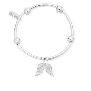 ChloBo Silver Double Angel Wing Beaded Bracelet | SBNB702