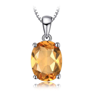 Silver Oval Citrine Pendant