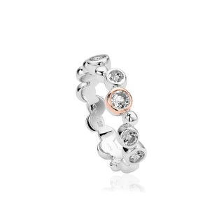 A sterling silver and rose gold ring from the Clogau Celebration collection, set with white topaz.