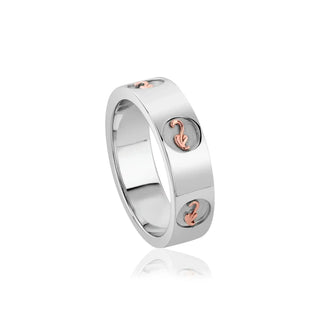 A sterling silver and 9ct rose gold Tree of Life Insignia ring with a filigree leaf motif.