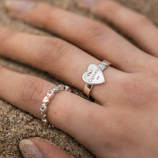 Clogau Tree of Life silver stacking ring with rose gold and white topaz
