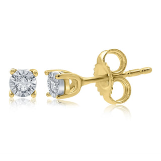9ct Yellow Gold 0.05ct Illusion Set Diamond Stud Earrings