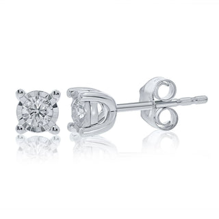 9ct White Gold 0.33ct Illusion Set Diamond Stud Earrings