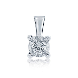 9ct White Gold 0.10ct Illusion Set Diamond Pendant
