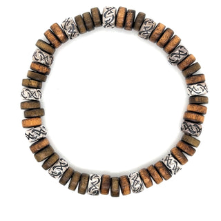 Desert Timber Wood & Silver Beaded Bracelet