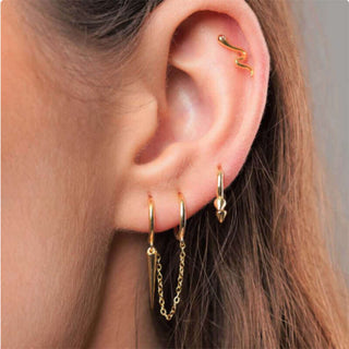 Spike Chain Double Hoop Earring | Double Hoop Chain Earrings