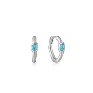 Ania Haie Silver Turquoise Wave Huggie Hoops | E044-02H