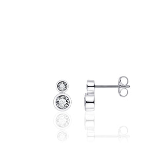 Gisser Silver Bezel And Pearl Ear Studs