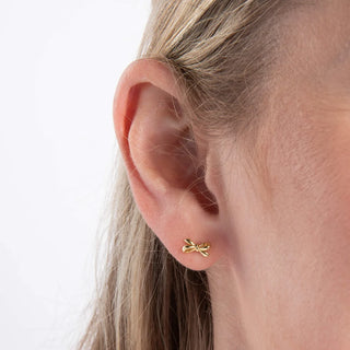 Gold Plated Silver Bow Stud Earrings