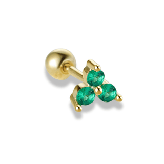 Golden Green Trefoil CZ Cartilage Earring | Ear Candy®