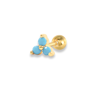 Golden Turquoise Trefoil CZ Cartilage Earring | Ear Candy®