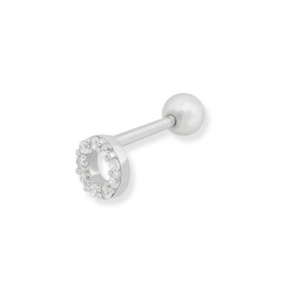 Silver Barbell CZ Cartilage Tragus Earring