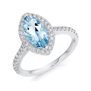 18ct White Gold 1.50ct Marquise Aquamarine Ring