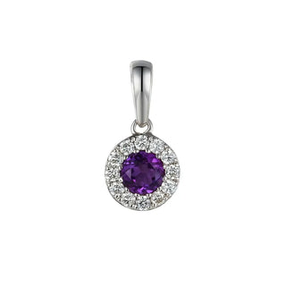 9ct White Gold Amethyst & Diamond Cluster Pendant