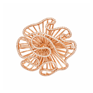 Fei Liu Rose Gold Plated Silver CZ Cascade Rose Brooch