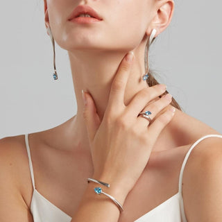 Fei Liu Silver Blue Topaz Shooting Star Open Ring