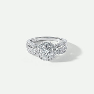 Diamond ring on a light gray background