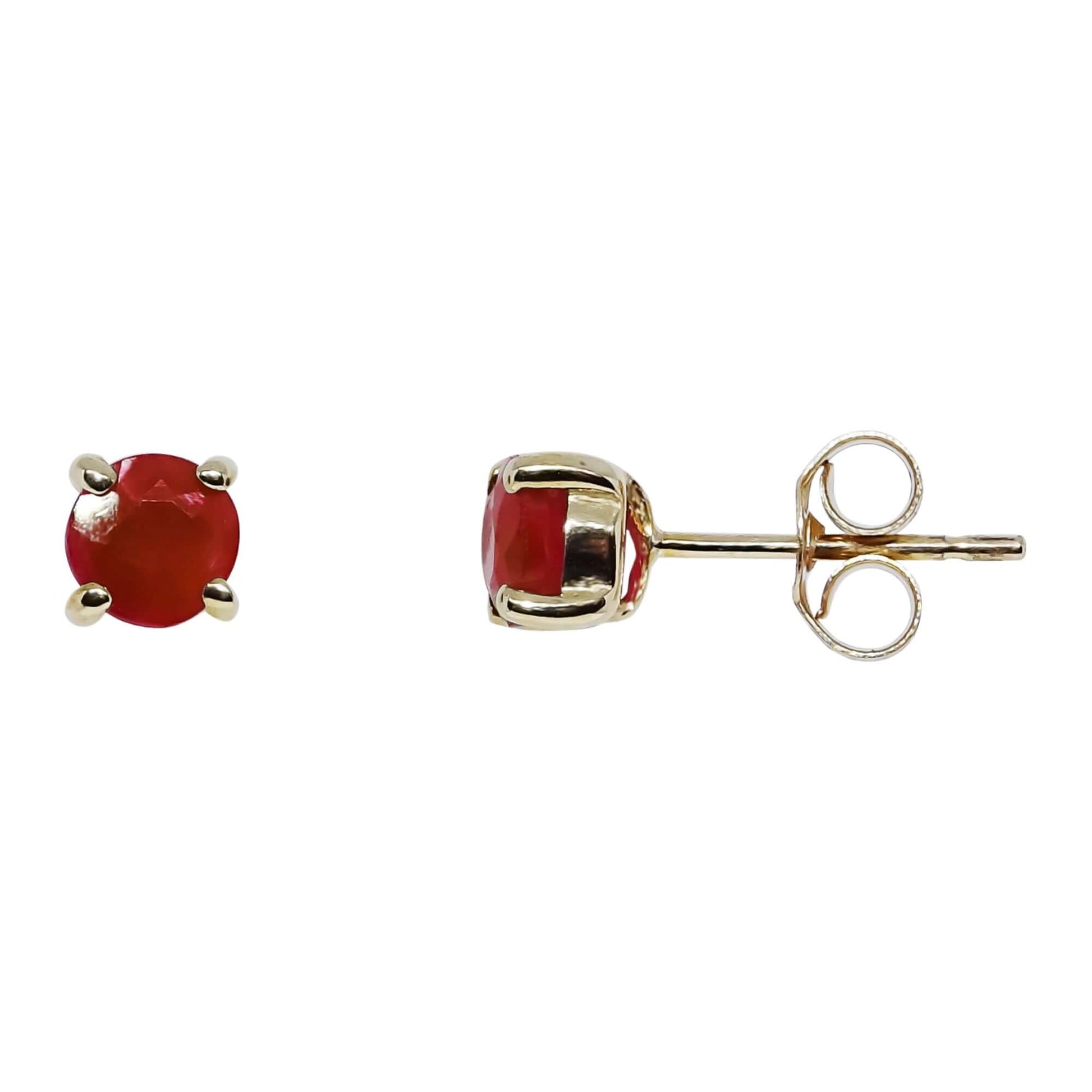 9ct Yellow Gold 4mm Ruby Stud Earrings Genuine Ruby Stud Earrings