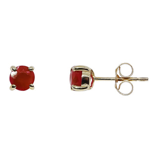 9ct Yellow Gold 4mm Ruby Stud Earrings | Genuine Ruby Stud Earrings
