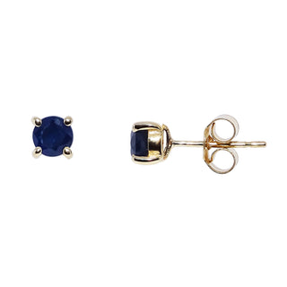 9ct Yellow Gold 4mm Sapphire Stud Earrings | Genuine Sapphire Stud Earrings