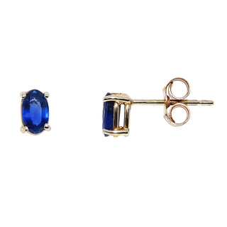 9ct Yellow Gold Oval Sapphire Stud Earrings | Small Sapphire Stud Earrings