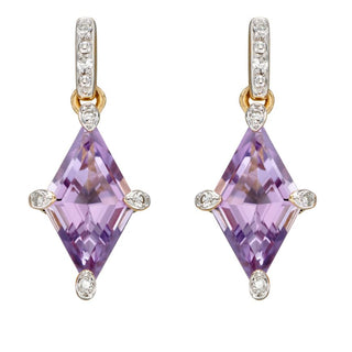 9ct Yellow Gold Kite Shaped Amethyst Earrings