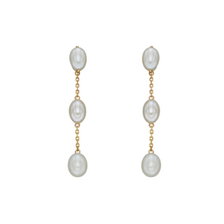 9ct Yellow Gold Tier Pearl Drop Earrings