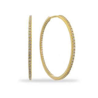 Georgini Gold Plated Silver Elegant Essentials 40mm CZ Hoop Earrings