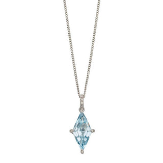 9ct White Gold Kite Shaped Blue Topaz Pendant