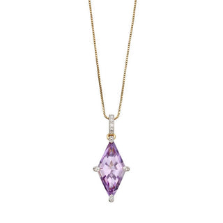 9ct Yellow Gold Kite Shaped Amethyst Pendant