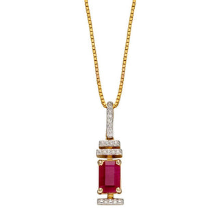 9ct Yellow Gold Ruby Baguette Pendant