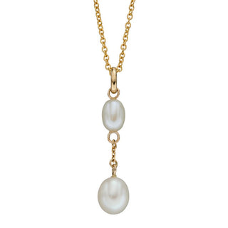 9ct Yellow Gold Double Drop Pearl Pendant