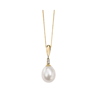 9ct Yellow Gold Pearl & Diamond Pendant