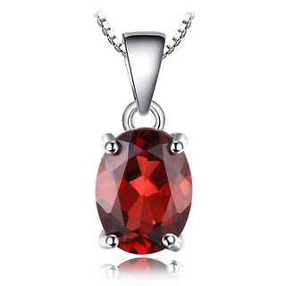 Silver Oval Garnet Pendant