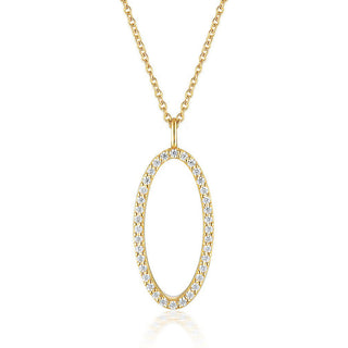 oval shaped gold plated silver necklace set with cz stones 