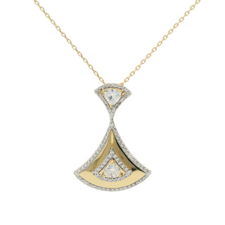 Gold and silver pendant necklace on a white background