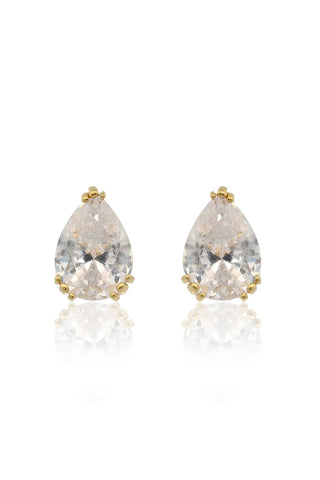 Pair of teardrop-shaped earrings with gold accents on a white background