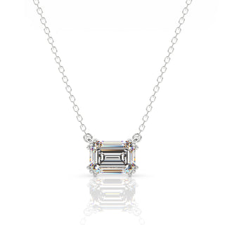Horizontal set emerald cut cz Georgini silver necklace 