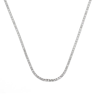 Silver cz tennis necklace on a white background